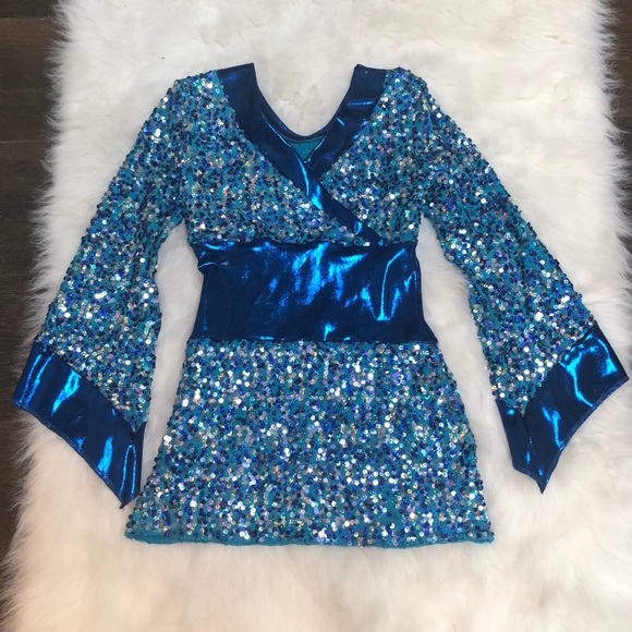 Reverence Dance Costume Silver and Blue Sequins